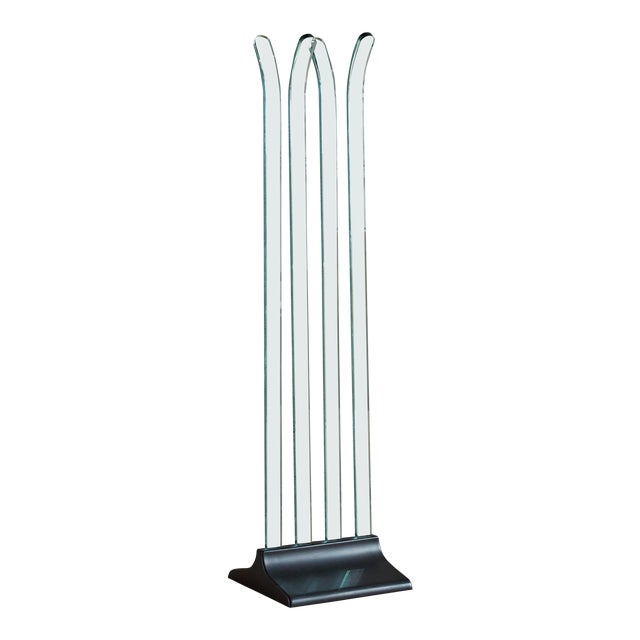 Cut Glass Coat Hanger with Black Base by FIAM, Italy 1970s For Sale