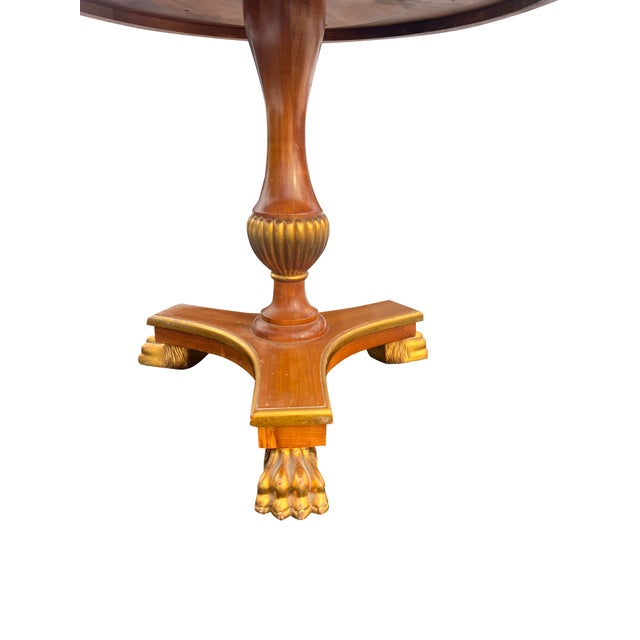 William Switzer Round Foyer Table Center Entry Way Inlay With Claw Feet Made in Spain For Sale - Image 9 of 14