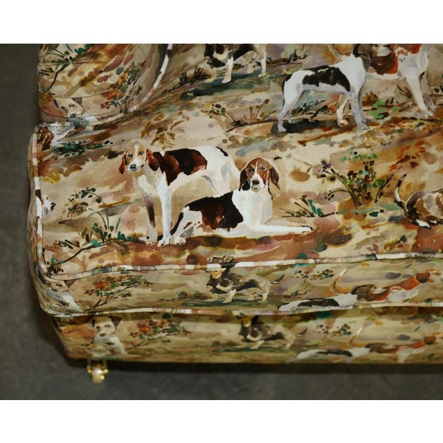 Set of Love Seat Armchairs in Mulberry with Hounds Fabric from Howard For Sale - Image 10 of 18