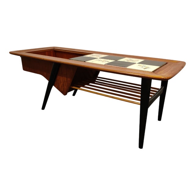 Vintage Hidden Bar Coffee Table attributed to Alfred Hendrickx for Belfom, 1950s For Sale