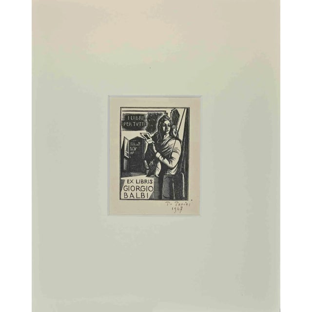 Modern Pietro Parigi, Ex Libris Giorgio Balbi, Woodcut, 1947 For Sale - Image 3 of 3