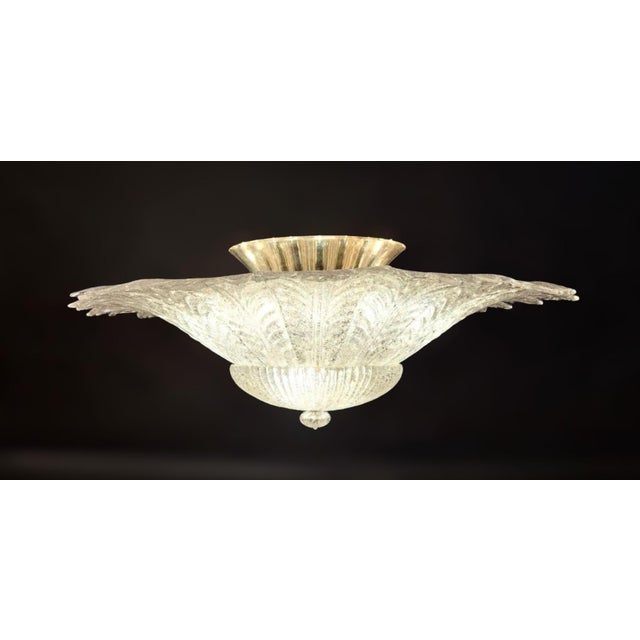 Gold 1960s Clear Graniglia Murano Flush Mount For Sale - Image 8 of 10