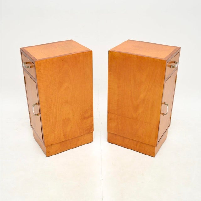Art Deco Satinwood and Walnut Bedside Tables, 1930, Set of 2 For Sale - Image 4 of 9