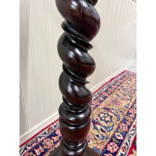 Antique French Louis XIII Barley Twist Pedestal Plant Stand Oak 42" T For Sale - Image 14 of 18