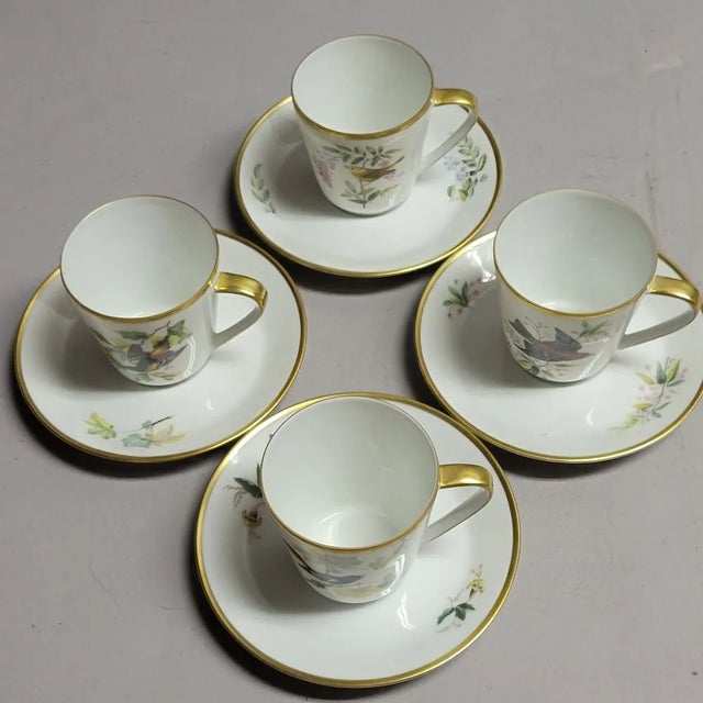 Traditional Vintage German Audubon Bird Coffee or Tea Cup and Saucer - Set of 4 For Sale - Image 3 of 12