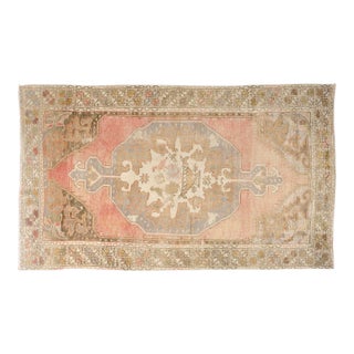 Mid 20th Century Faded Coral and Olive Medallion Carpet For Sale