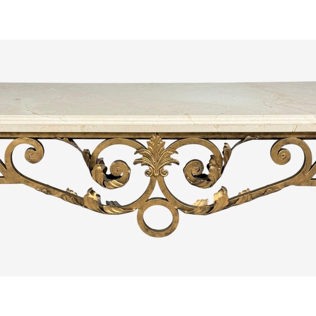 Metal Maitland Smith, Console Table, Gilt Metal, Marble, Philippines, 1980s For Sale - Image 7 of 13