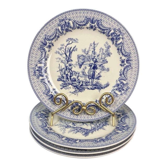 Vintage I. Godinger & Co. Blue 8” Luncheon Plates-Set of 4 For Sale