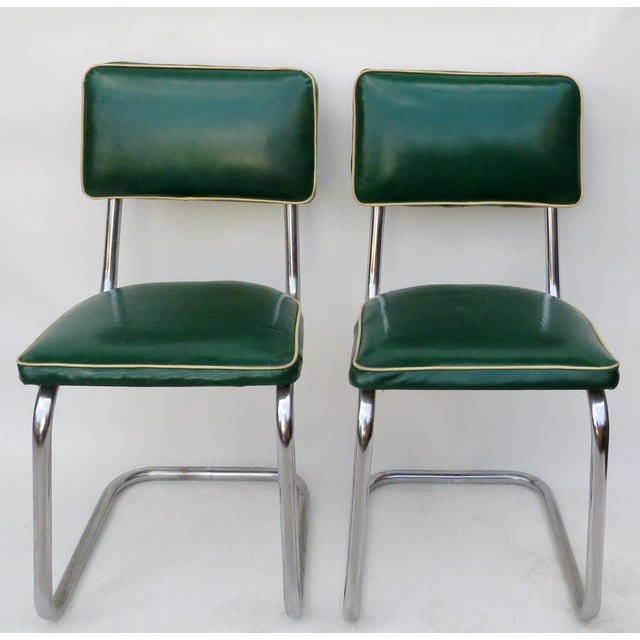 Vintage Chrome Kitchen Chairs Green, a Pair Chairish