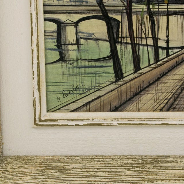 1940s Notre Dame Cathedral and Ile Saint Louis Oil on Canvas Painting by Paul Lambert For Sale - Image 5 of 13