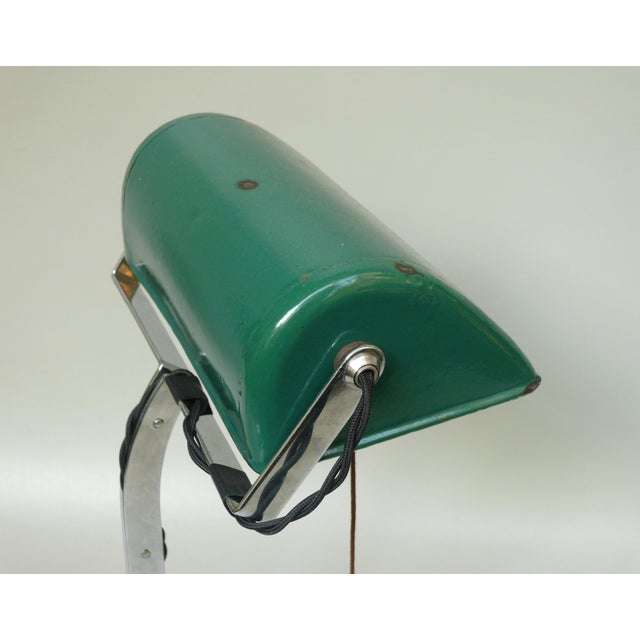 Art Deco Bankers Lamp in Chrome-Plated and Green Enameled Shade, 1920s For Sale - Image 14 of 18