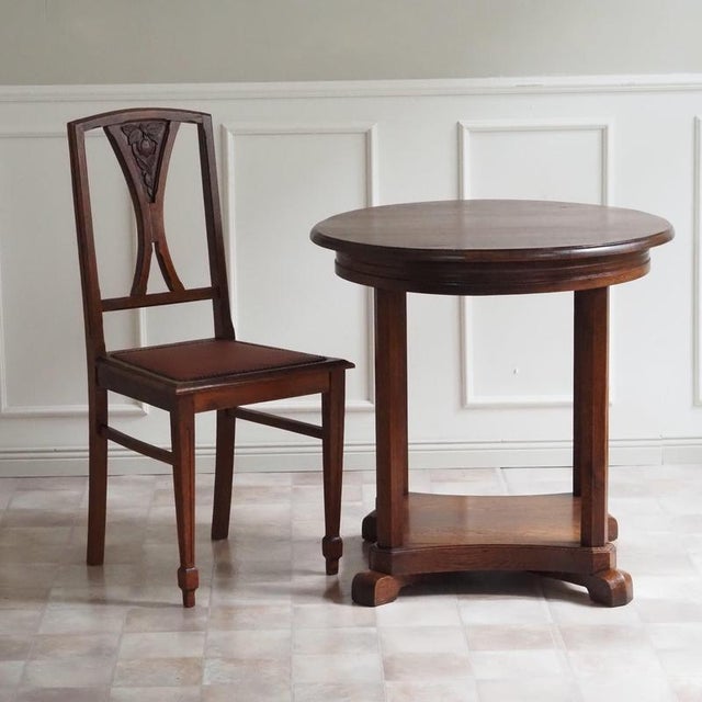 Wood Art Deco Oak Side Table, 1920 For Sale - Image 7 of 7