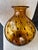 Contemporary Vintage Hand Blown Amber Swirl Tortoise Spotted Glass Vase For Sale - Image 3 of 8