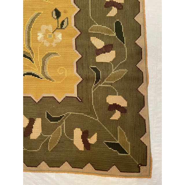 Textile 1920 Floral Yellow Needlepoint Rug For Sale - Image 7 of 9