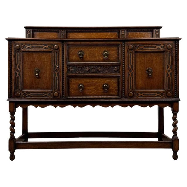 Antique Early 20th Century English Jacobean Oak Sideboard For Sale - Image 13 of 13