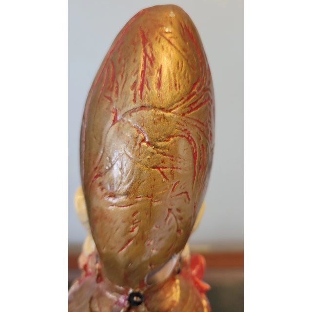 Pair of Asian Hand Painted Emperor and Empress Figurines For Sale - Image 12 of 12