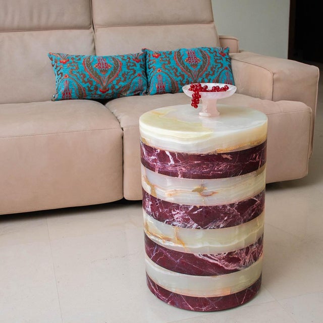 Early 21st Century Onyx and Marble Side Table by Forzini For Sale - Image 5 of 7
