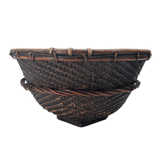 Tribal Vintage Philippine Kalinga Tribe "Labba" Rice/Market Basket Centerpiece 18" For Sale - Image 3 of 12