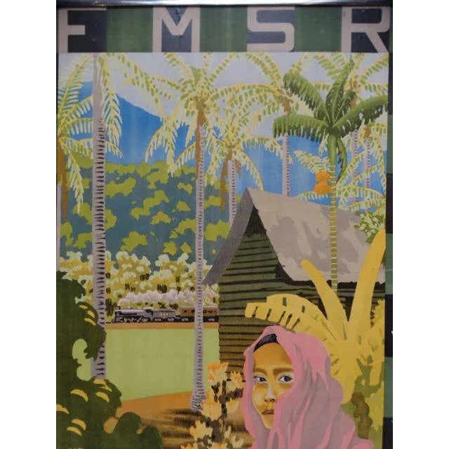 Art Deco 1930s Vintage Malaya Railway Poster For Sale - Image 3 of 7