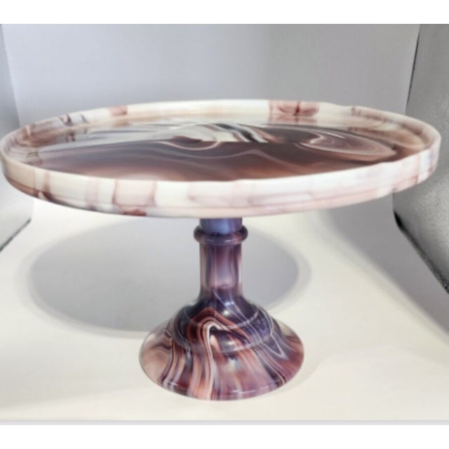 Glass Rare Antique Purple Slag Glass Pedestal Cake Stand For Sale - Image 7 of 7