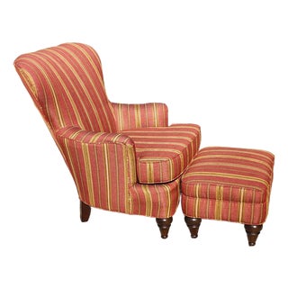 D R Kincaid Armchair & Ottoman Set For Sale