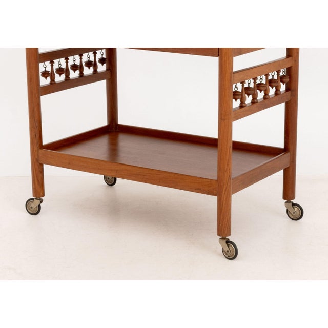Late 20th Century Danish Teak Rolling Tea Trolley For Sale - Image 5 of 9