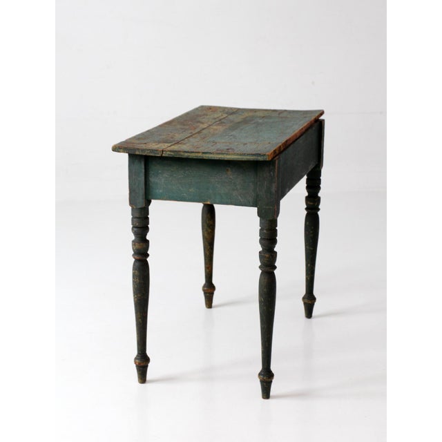 Green Antique American Painted Table With Drawer For Sale - Image 8 of 18