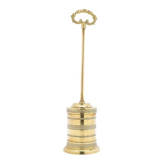 French Engine Turned Cast Brass Door Stop, C. 1800 For Sale
