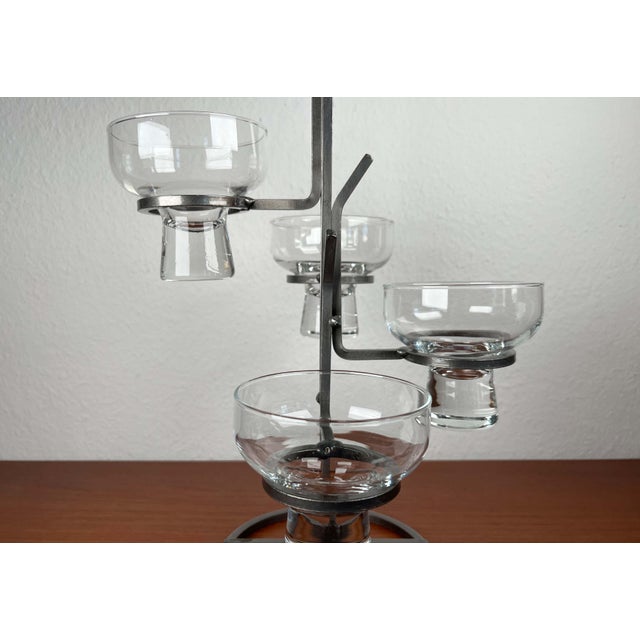 Vintage Danish Candleholder in Wrought Iron and Glass, 1970s For Sale - Image 6 of 12
