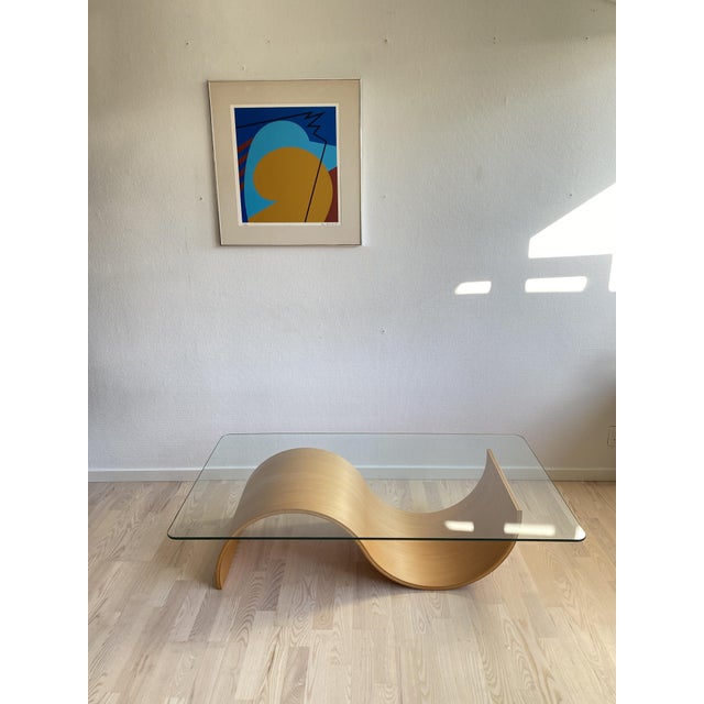 Wave Coffee Table in Beech and Glass by Hjellegjerde, Norway, 1990s For Sale - Image 16 of 16
