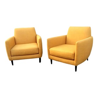 Cb2 Alpha Sunflower "Parlour" Club Chairs - a Pair For Sale