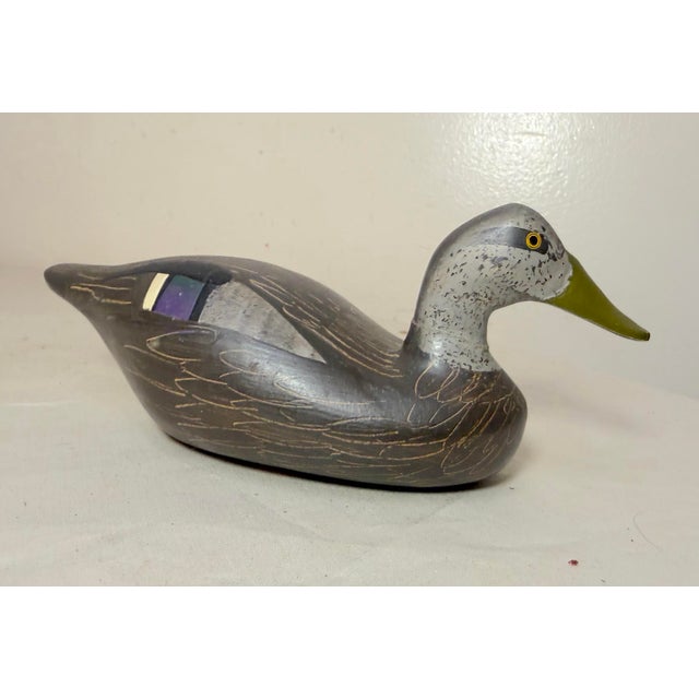 Vintage 1983 Hand Carved Wood Clarence Bauer Miniature Duck Decoy Sculpture For Sale - Image 9 of 9