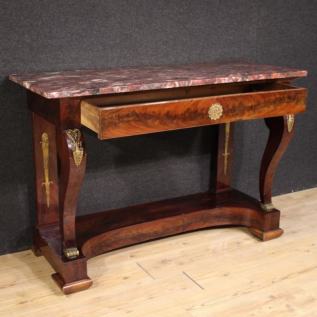 Italian Empire Style Console Table with Marble Top, 1880s For Sale - Image 12 of 13