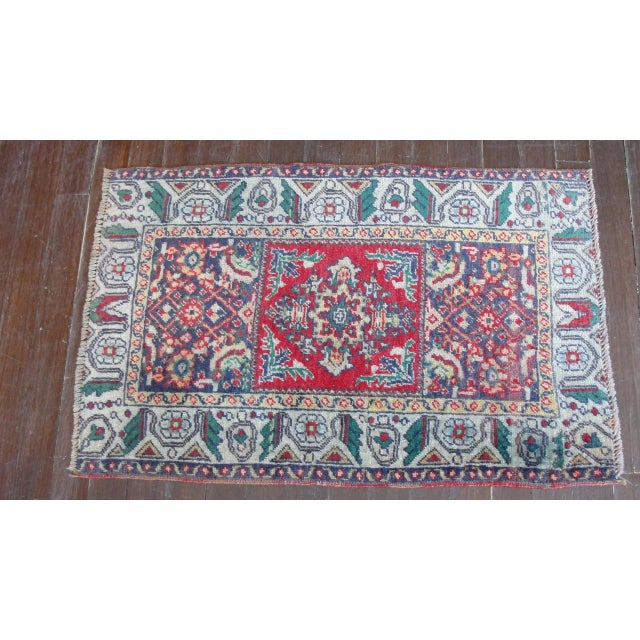 Red 19th Century Antique Turkish Yastik Rug-20" X 31" For Sale - Image 8 of 13