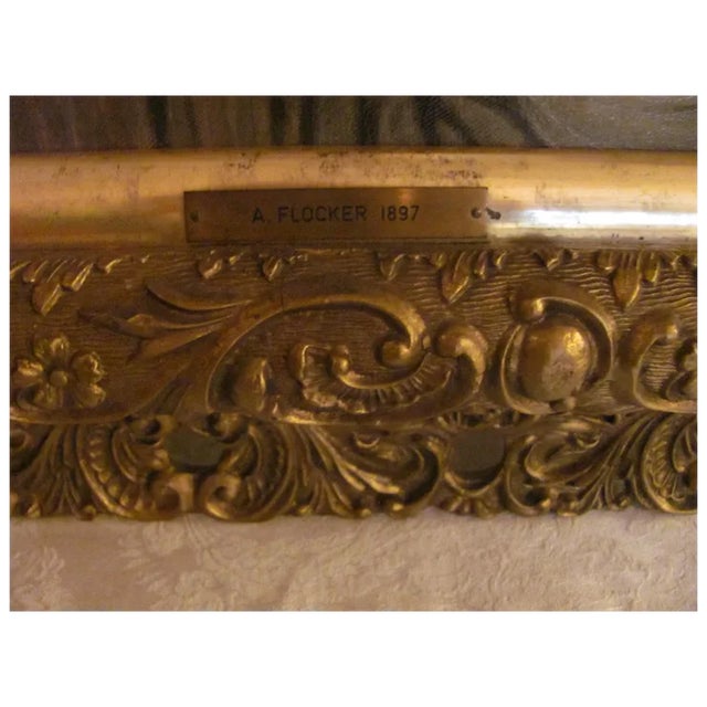 Textile Antique Oil on Canvas Painting Signed A. Flocker Dated 1897 For Sale - Image 7 of 8