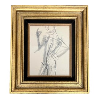 1950’s Abstract Expressionist Charcoal Nude Figure Study Drawing For Sale