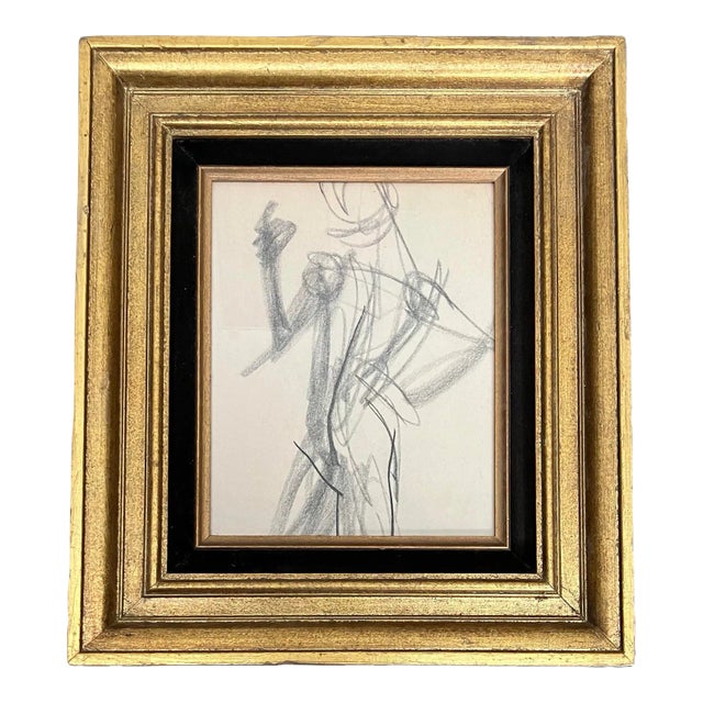 1950’s Abstract Expressionist Charcoal Nude Figure Study Drawing For Sale