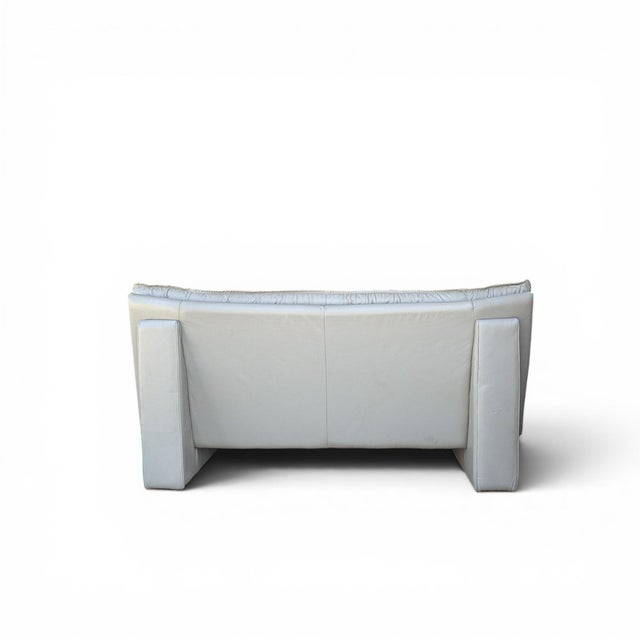 Vintage Nicoletti Italia Postmodern Gray Leather Loveseat, Italy, 1980s For Sale - Image 4 of 11