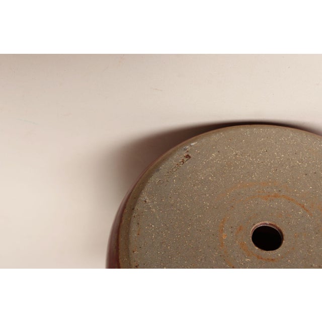 Vintage Red, Ochre and Slate Studio Ceramic Planter With Plate by Deanna Nichols For Sale - Image 17 of 18