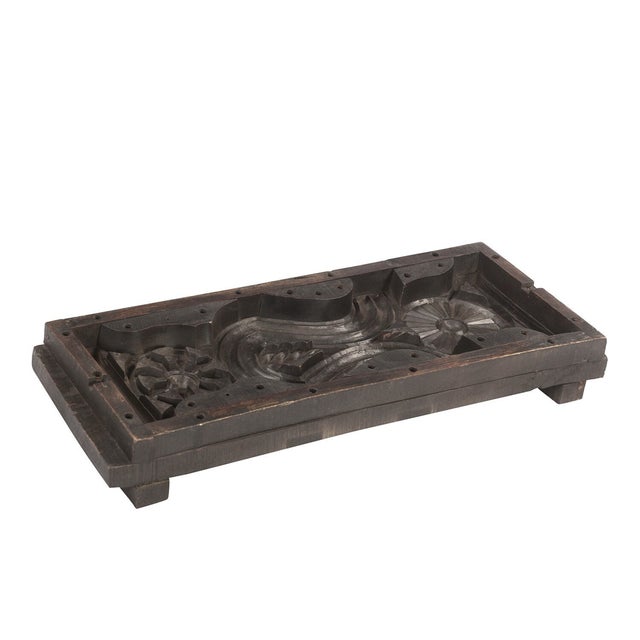 Boho Chic Antique Indian Brick Mold Wall Art | 25" Tall Hand Carved Wood Architectural Element | Farmhouse Sculpture | Unique Housewarming Gift For Sale - Image 3 of 5