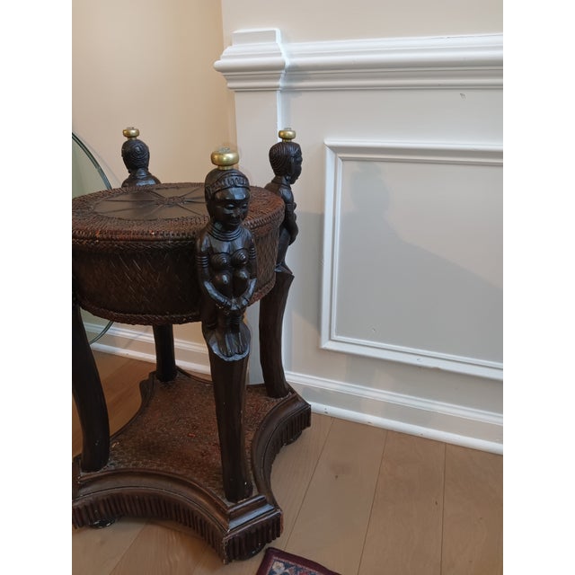 Coffee Vintage Maitland Smith African Queen Collectors Accent Table. For Sale - Image 8 of 12