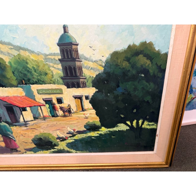 Impressionist Albert Ennis Original Oil Painting Mexican Village Scene Early California Artist For Sale - Image 3 of 7
