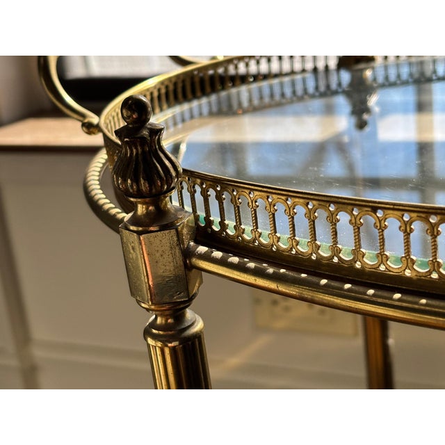Maison Jansen Hollywood Regency Brass Neoclassical 1940's French Bar Cart For Sale - Image 4 of 5