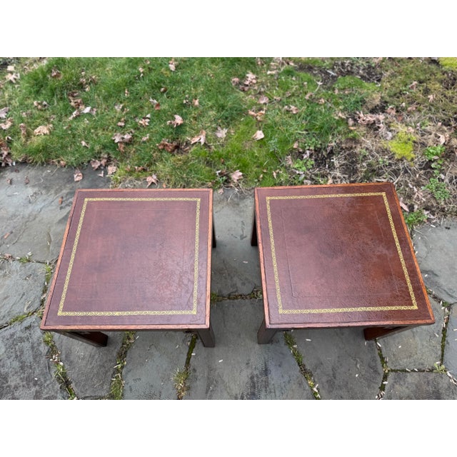Mahogany Chinoiserie Side Tables With Gold Inlay, a Pair For Sale - Image 4 of 12