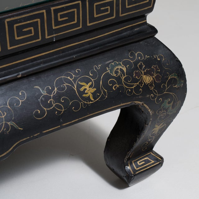 Chinoiserie Chinoiserie Coffee Table with Glass Top, Antique, China, 20th Century For Sale - Image 3 of 13