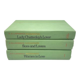 1950s Decorative Green Books by d.h. Lawrence - Set of 3 For Sale