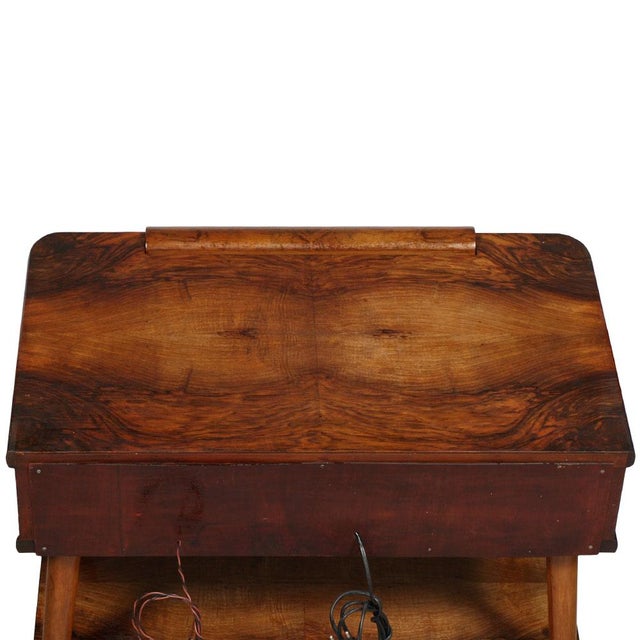Walnut Burl Record Player Cabinet by Lesa, Italy, 1940s For Sale - Image 3 of 6