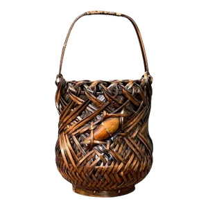 Antique Japanese Bamboo Ikebana Basket Large