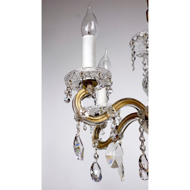 1960s Brass-Lead Crystal Five-Light Chandelier from H.Richter, 1960s For Sale - Image 5 of 13