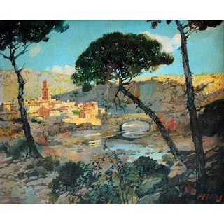 Peters, Landscape with Bridge, Oil on Canvas For Sale